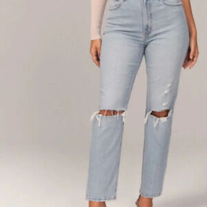 Abercrombie & Fitch Light Wash The Ankle Straight‎ Ultra High Rise Jeans